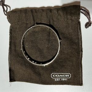 Coach silver bangle bracelet with cloth bag
